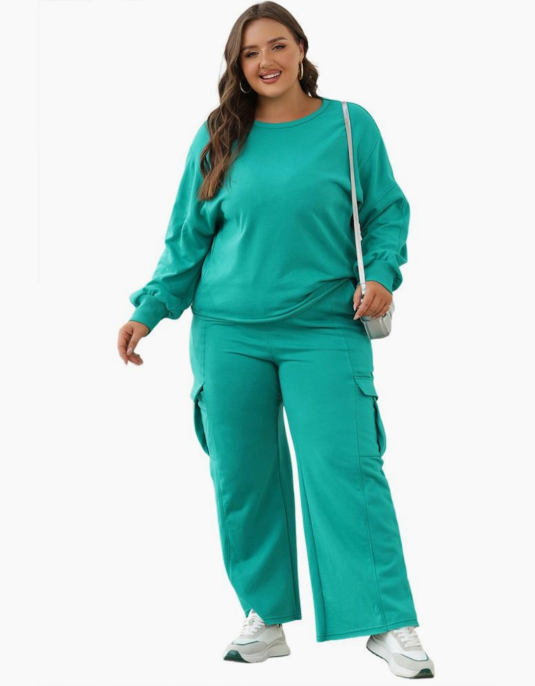 Solid Color Pullover Top and Cargo Pants Set