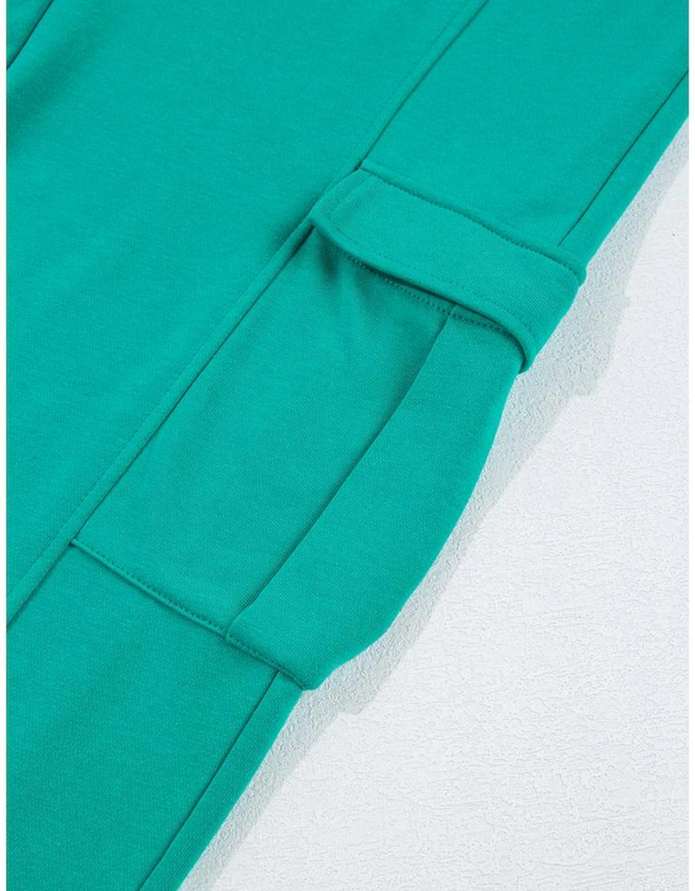 Solid Color Pullover Top and Cargo Pants Set