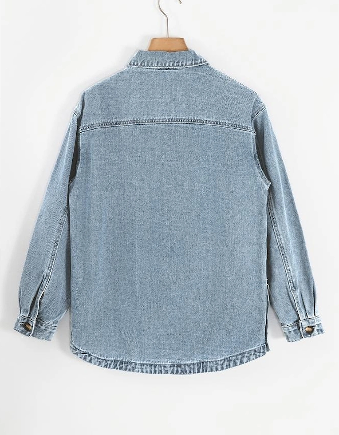 Dusk Blue Slit Buttons Pocketed Denim Jacket