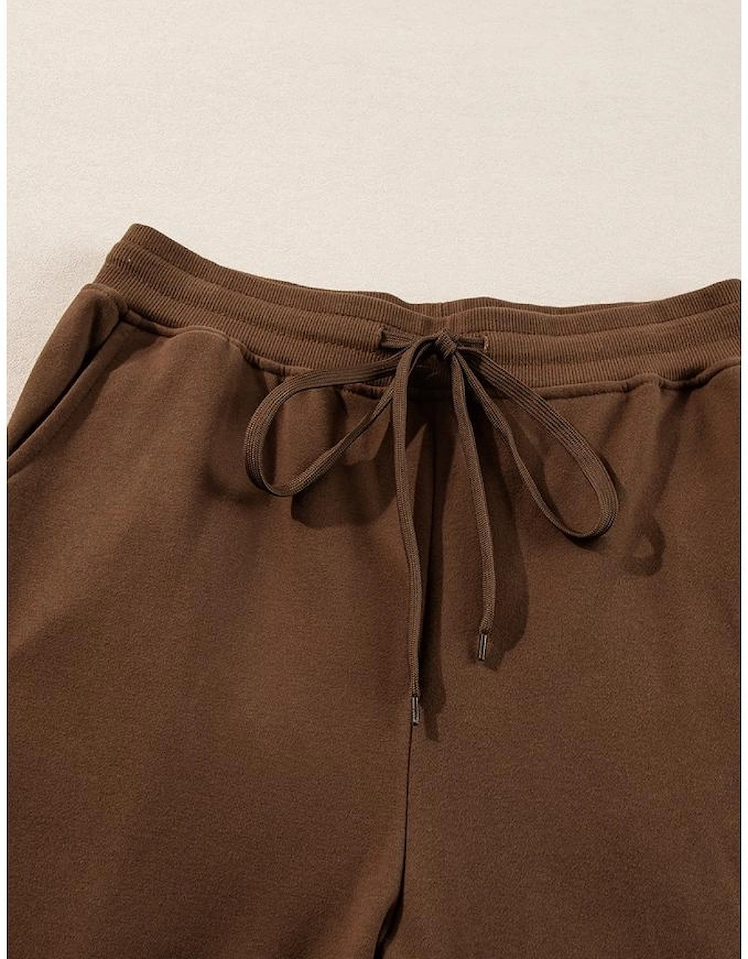 Coffee Solid Color High Low Pullover and Skinny Pants Set