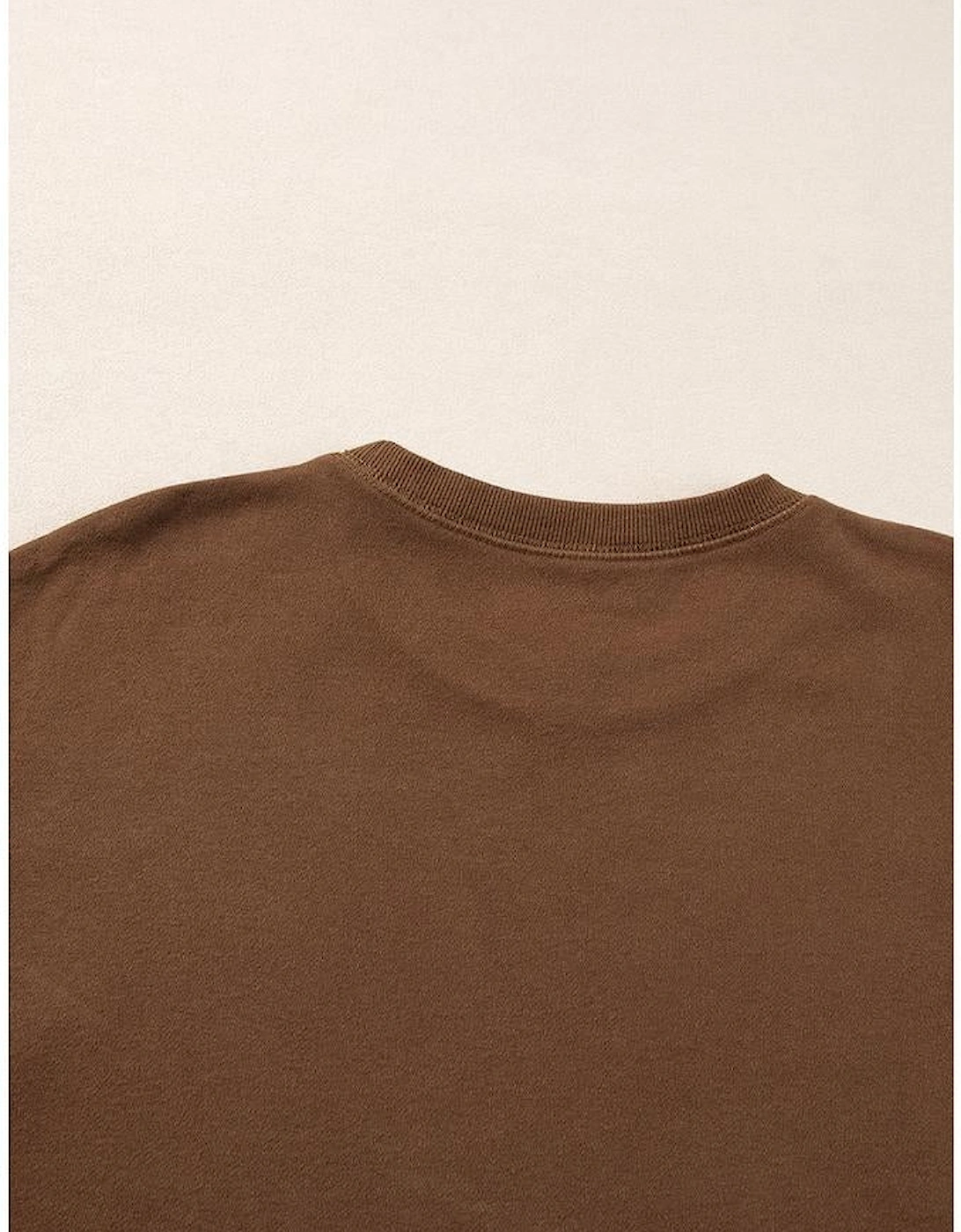 Coffee Solid Color High Low Pullover and Skinny Pants Set, 16 of 15