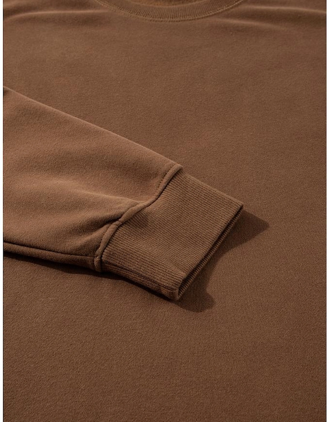 Coffee Solid Color High Low Pullover and Skinny Pants Set