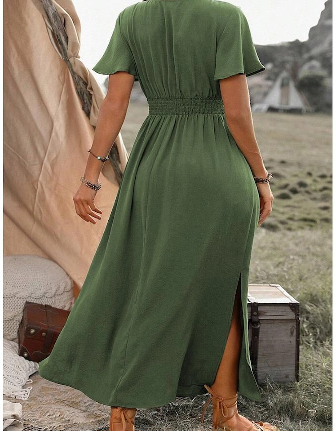 Four Leaf Clover Surplice Neckline Shirred High Waist Plus Size Maxi Dress, 15 of 14