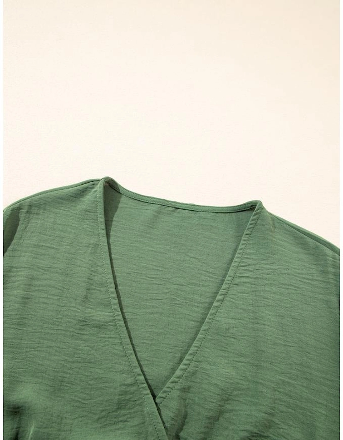 Four Leaf Clover Surplice Neckline Shirred High Waist Plus Size Maxi Dress