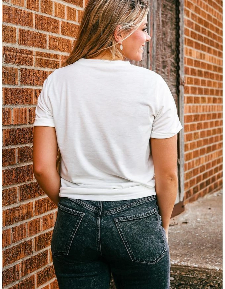 White BOO Pumpkin Leopard Print Crew Neck T Shirt