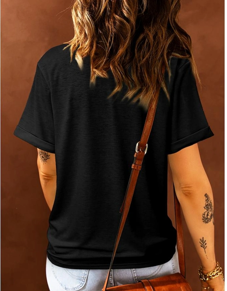 Black Thanksgiving Pray Cross Pumpkin Graphic Cotton Blend Tee