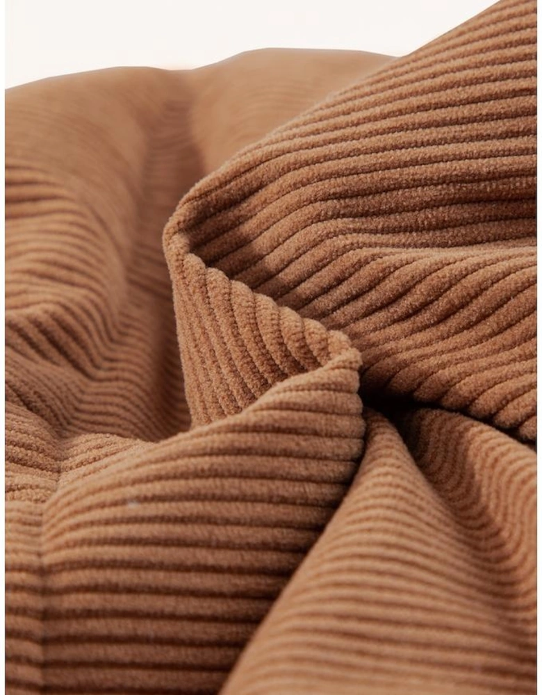 Coffee Corduroy Stand Neck Zipped Puffer Vest