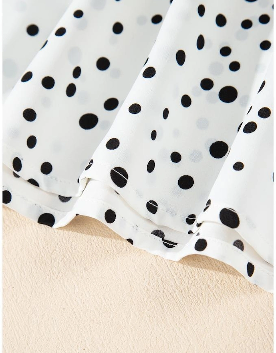 White Dalmatian Print Layered Ruffled Short Sleeve Blouse