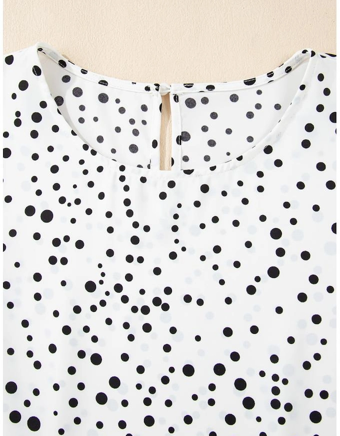 White Dalmatian Print Layered Ruffled Short Sleeve Blouse