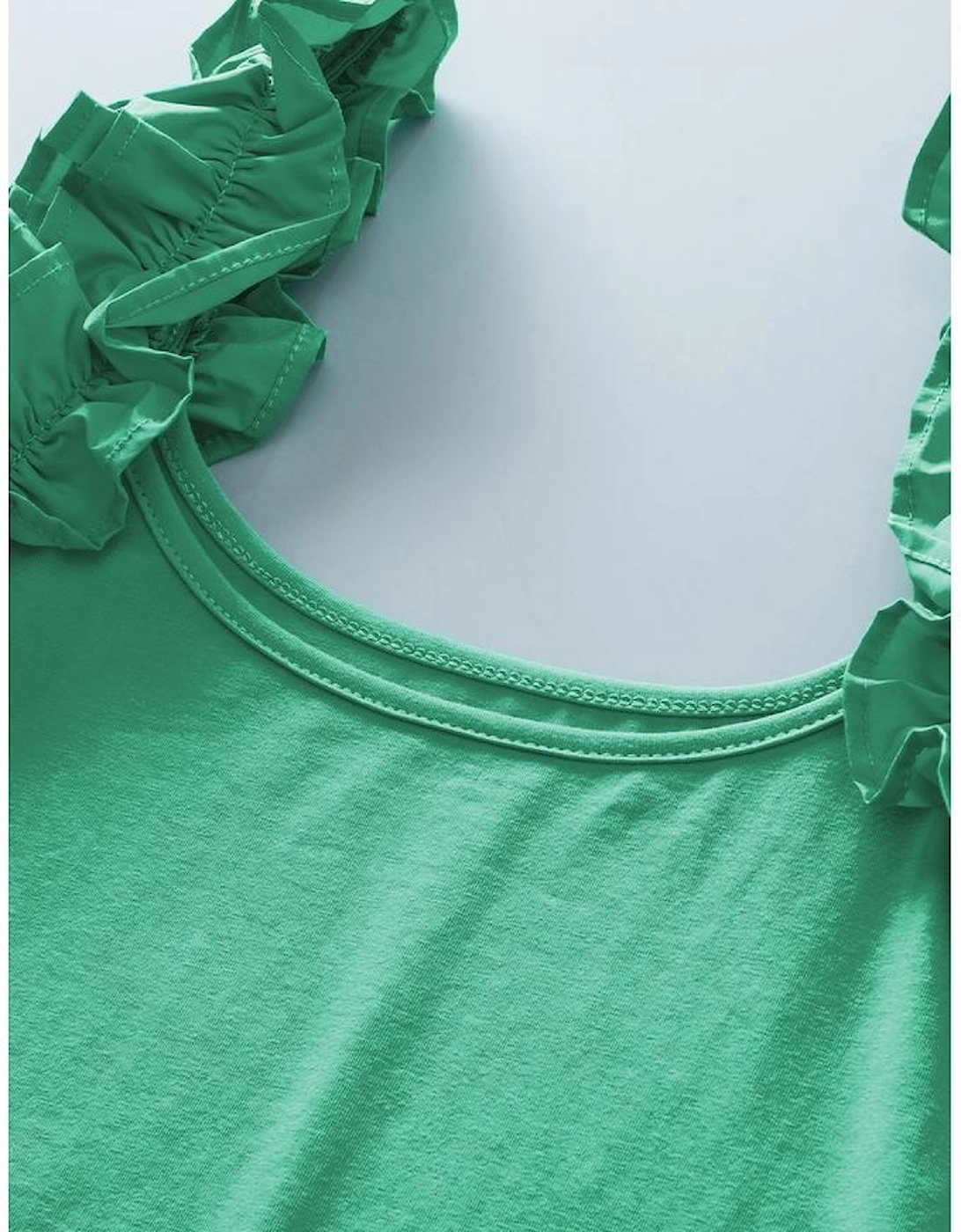 Mint Green Ruffled Wide Straps Slim Tank Top