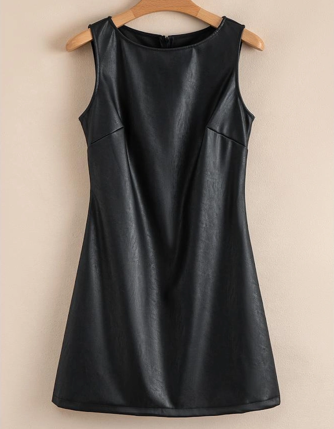 Black Vegan Leather Sleeveless Mini Dress