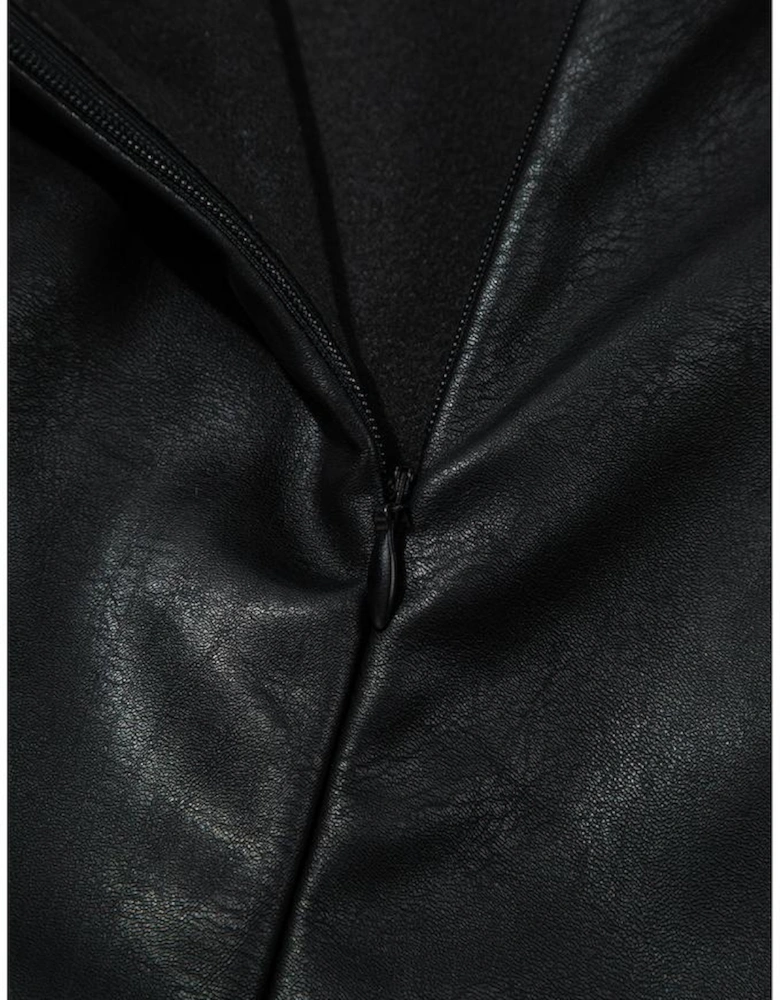 Black Vegan Leather Sleeveless Mini Dress