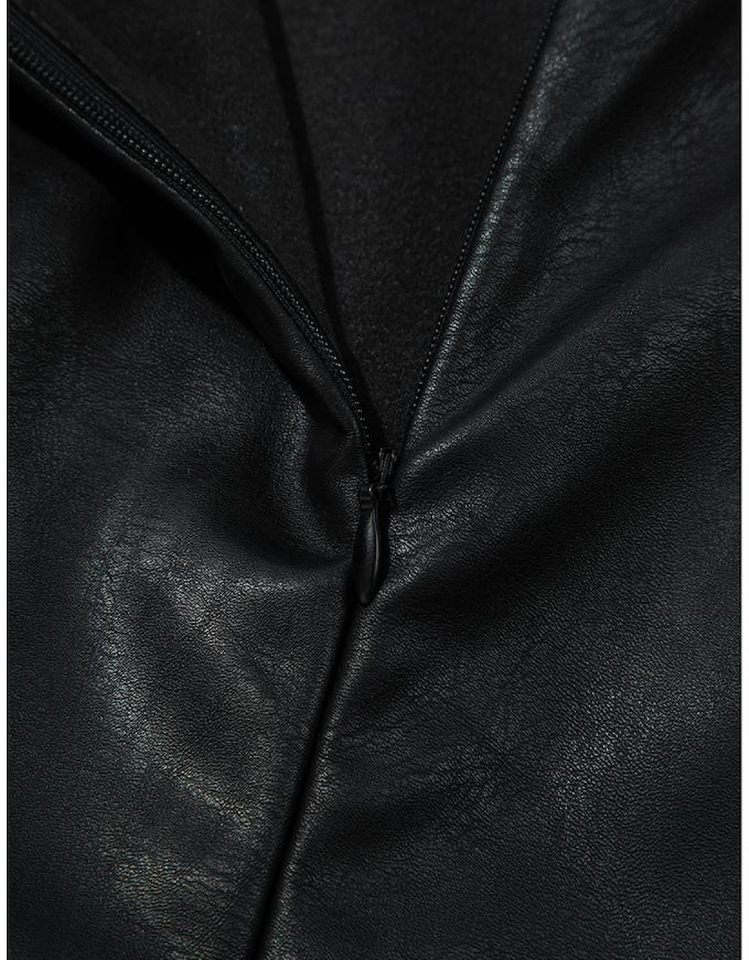 Black Vegan Leather Sleeveless Mini Dress