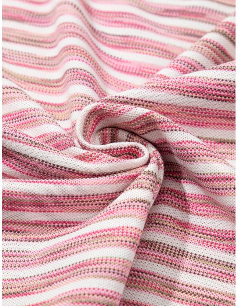 Pink Stripe Contrast Trim Yarn-dyeing Knit Tank Top