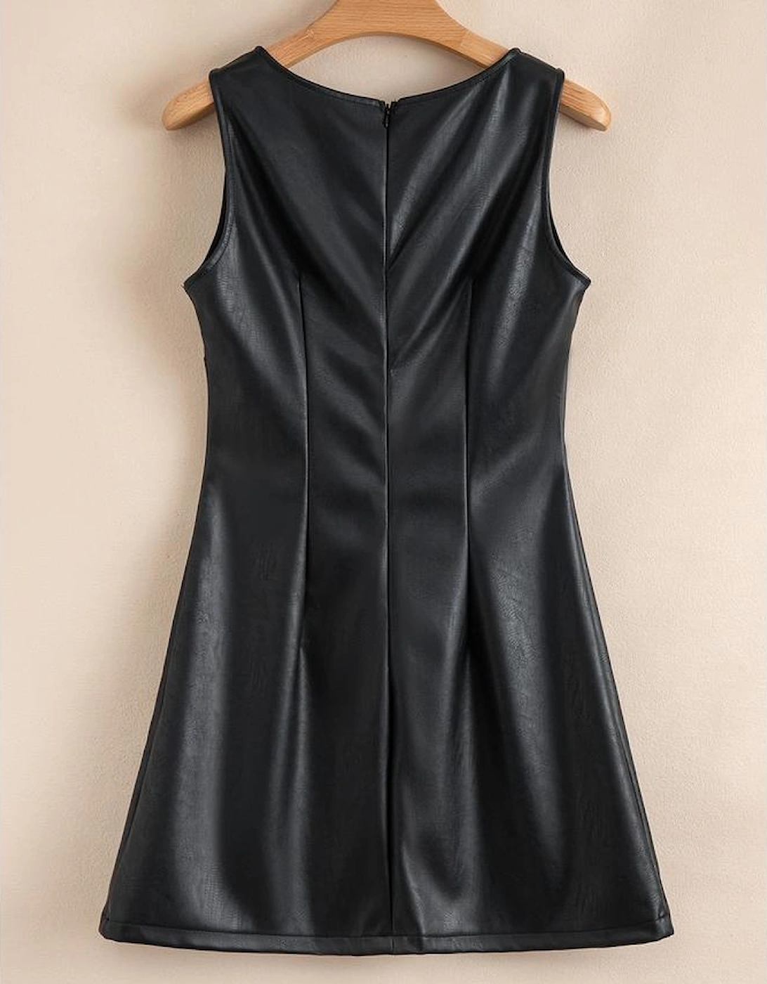 Black Vegan Leather Sleeveless Mini Dress