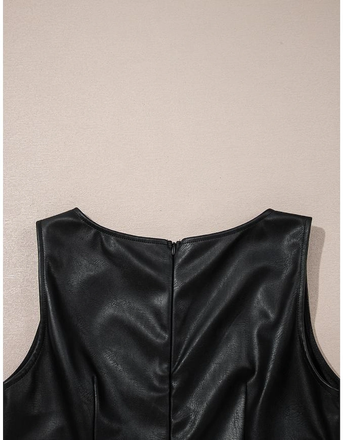 Black Vegan Leather Sleeveless Mini Dress
