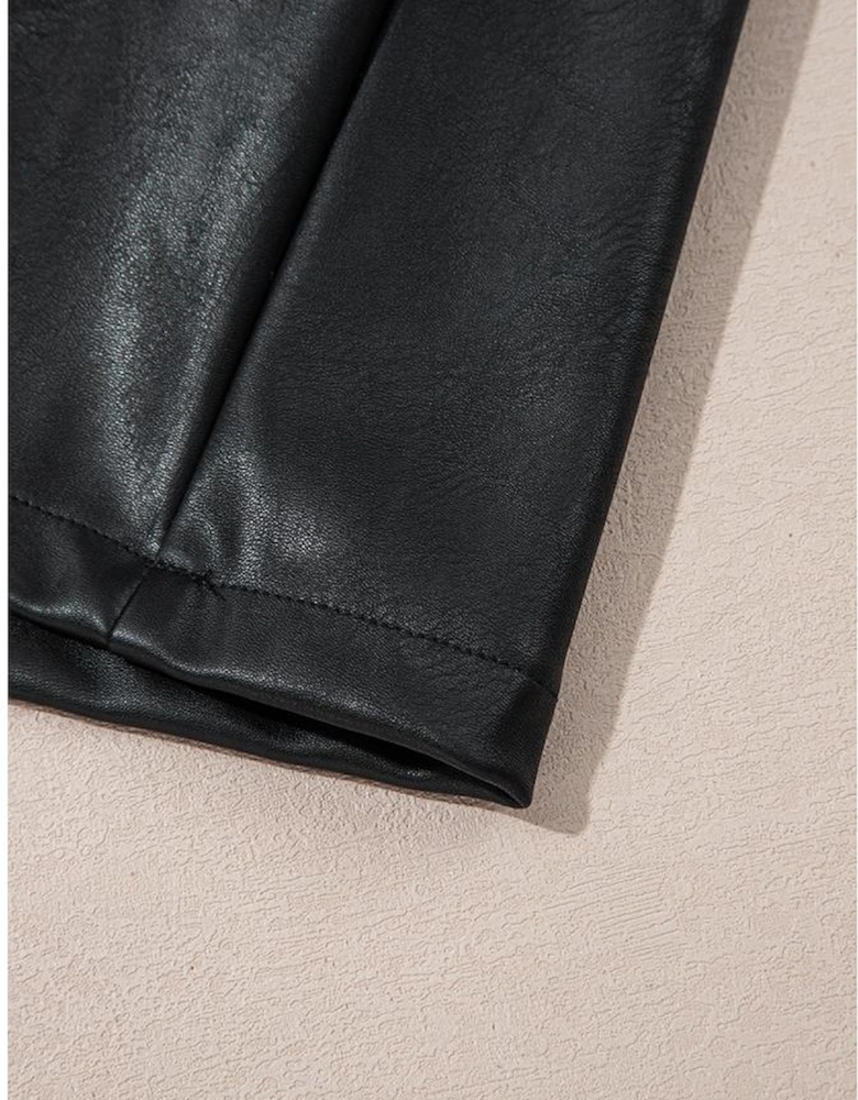 Black Vegan Leather Sleeveless Mini Dress