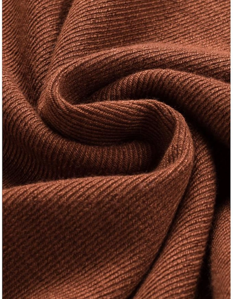 Brown Ribbed Peekaboo Cutout Long Sleeve Top