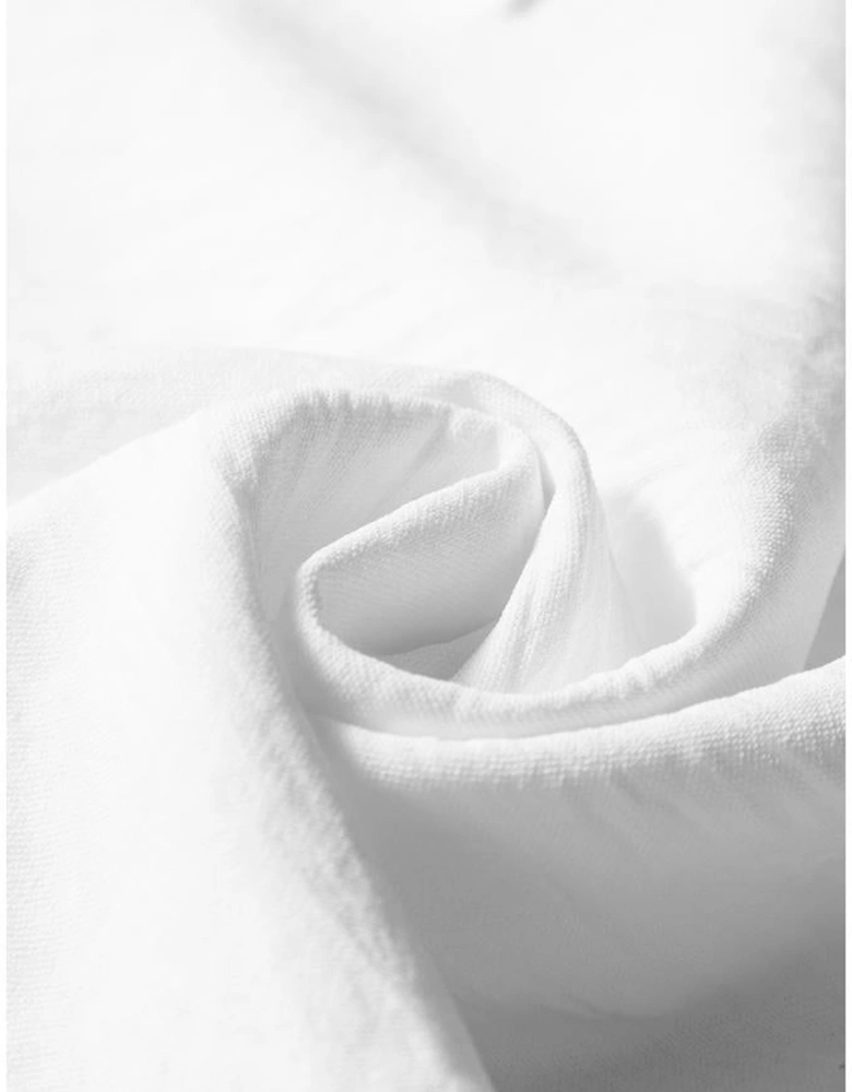 White Embroidered Ruffle Trim Textured Blouse