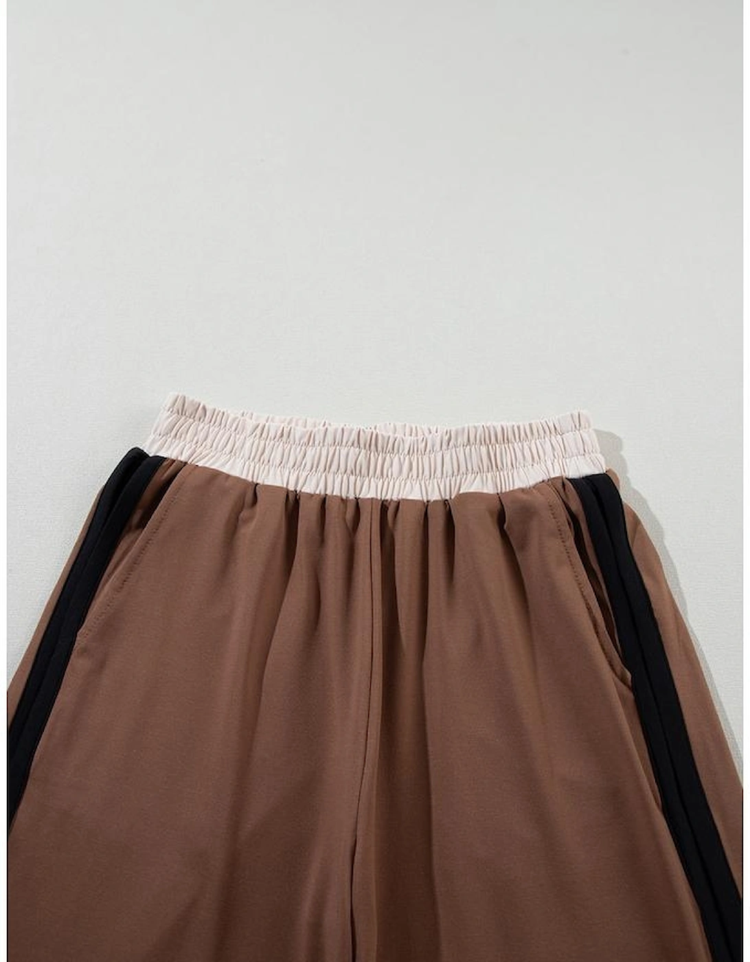 Chestnut Color Block Detail Casual Two-piece Outfit