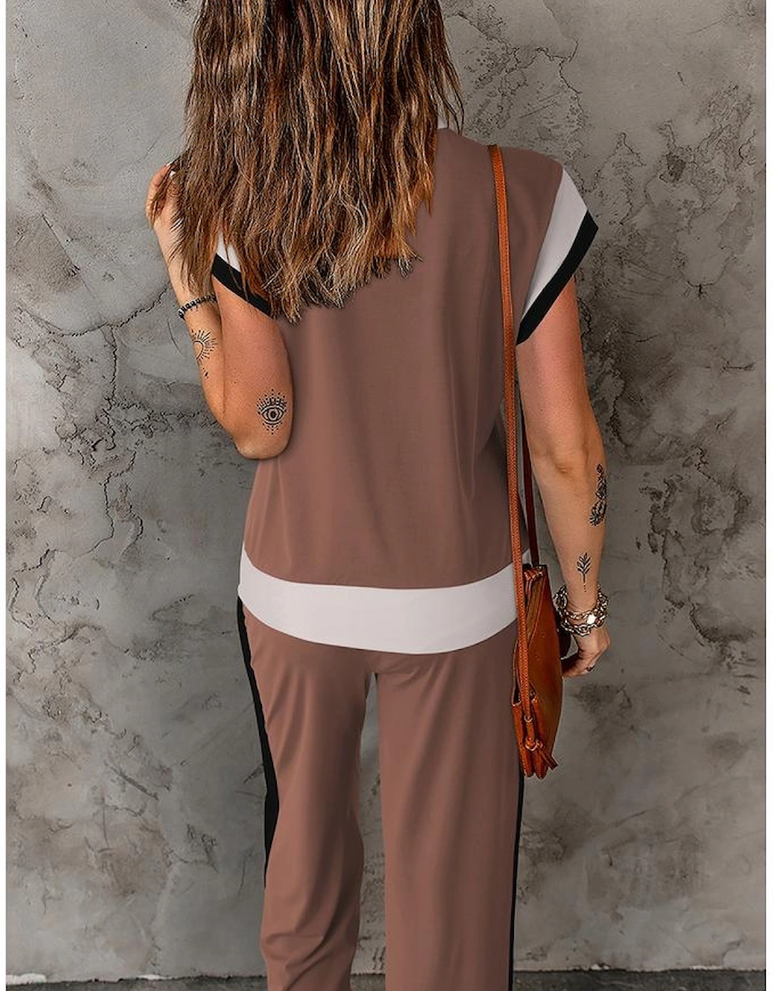 Chestnut Color Block Detail Casual Two-piece Outfit, 16 of 15