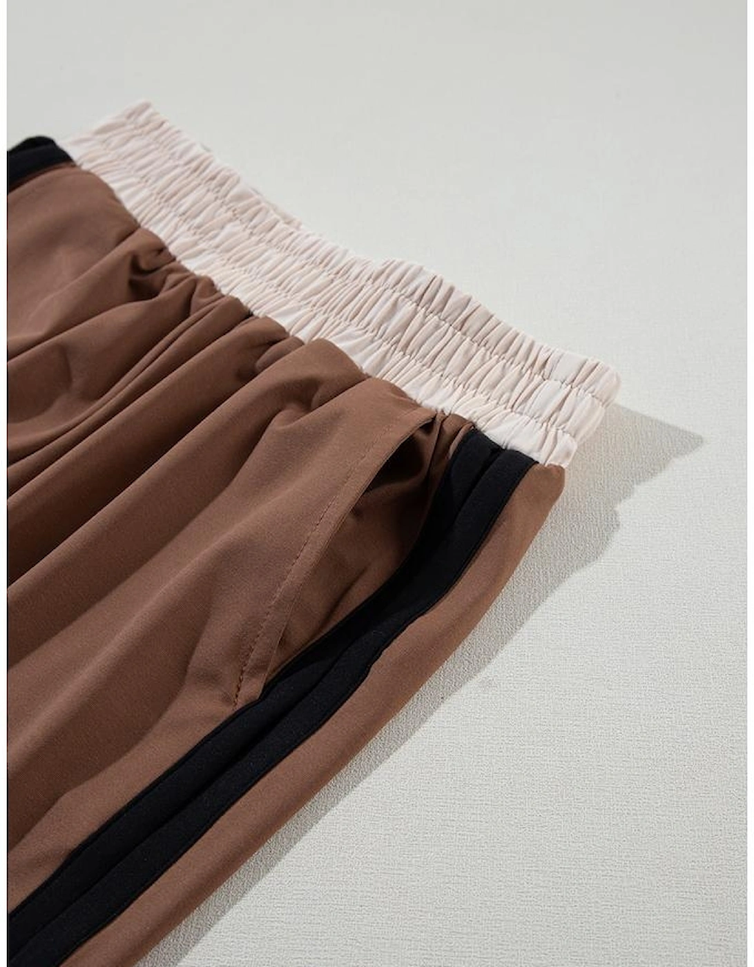 Chestnut Color Block Detail Casual Two-piece Outfit