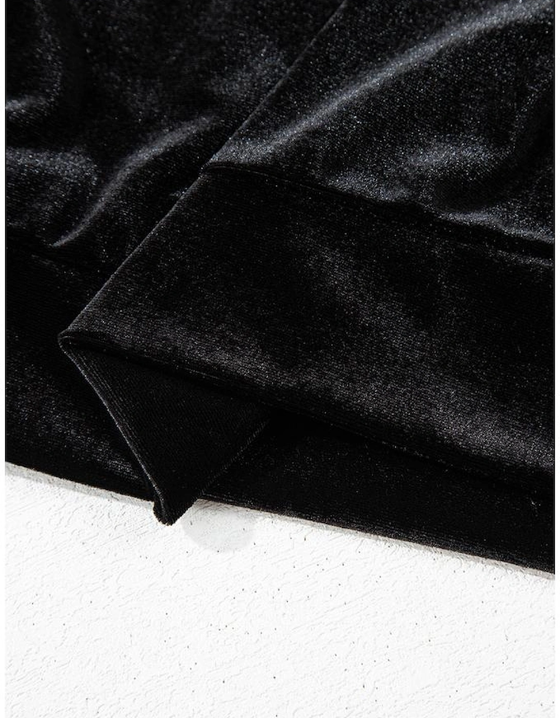 Black Pearl Beaded Half Sleeve Velvet Top