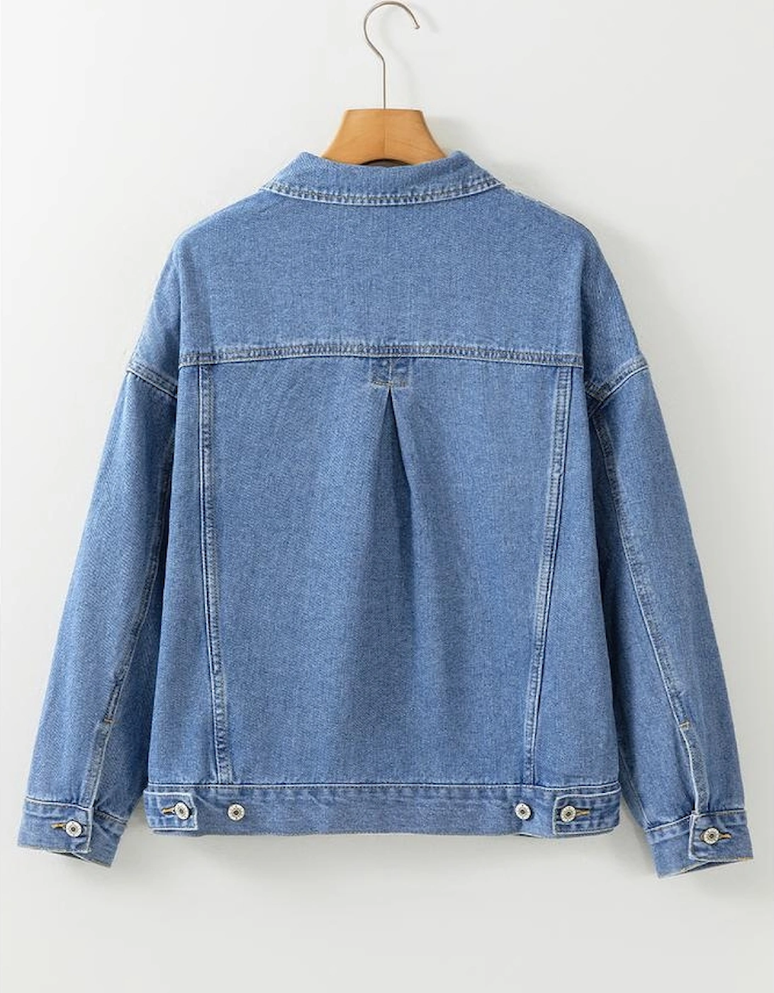 Light Blue Washed Oversize Pocketed Denim Jacket, 10 of 9