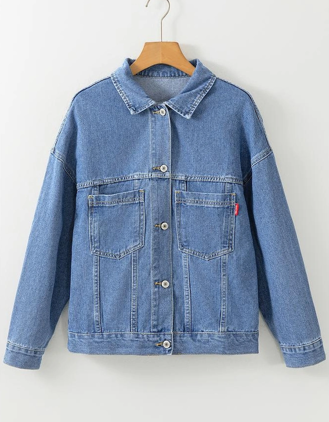 Light Blue Washed Oversize Pocketed Denim Jacket