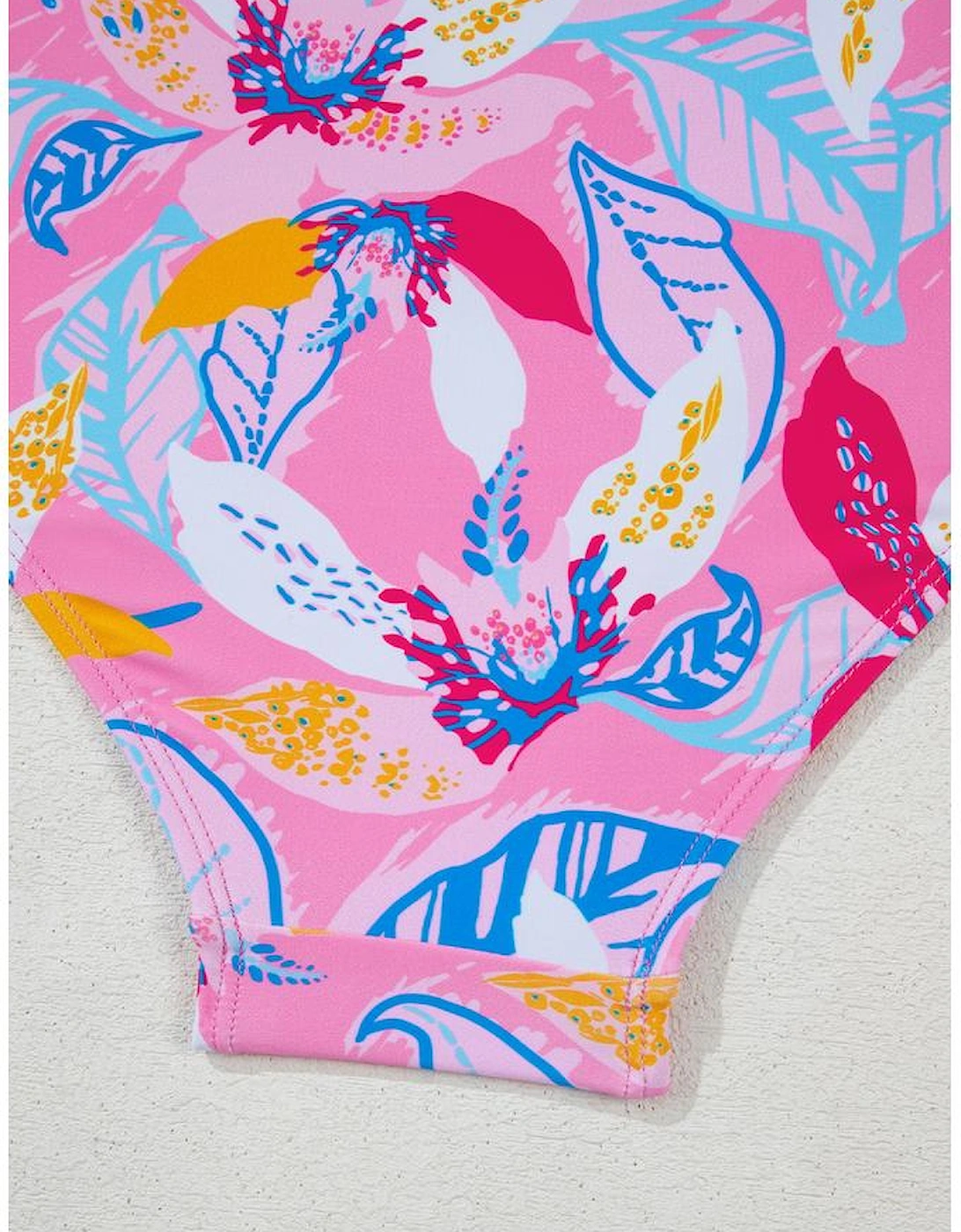 Pink Floral Printed Halter Neck High Waist Bikini, 16 of 15