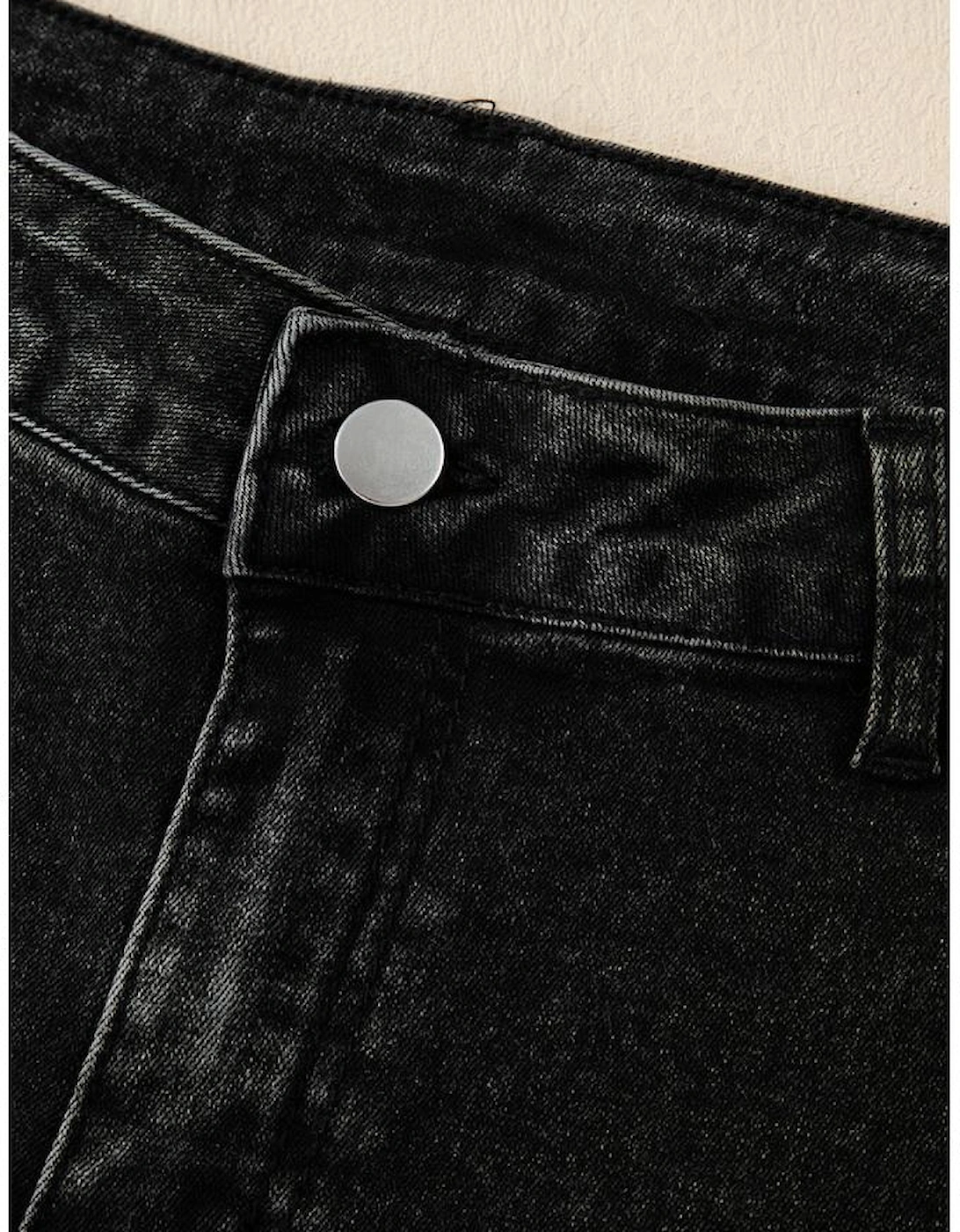 Dark Grey Pleated Wide Leg Mineral Wash Denim Pants