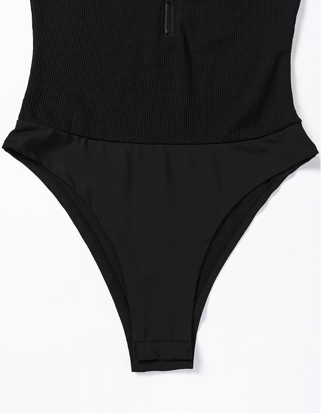 Black Zip up Mock Neck Ribbed Sleeveless Bodysuit