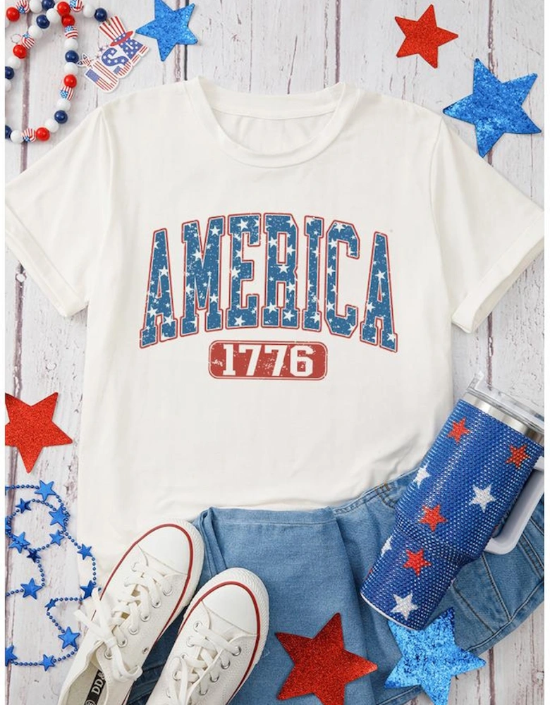 White Star AMERICA 1776 Print Independence Day Tee