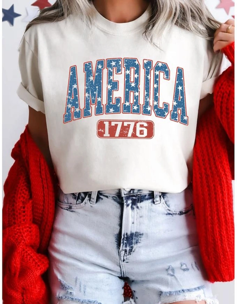 White Star AMERICA 1776 Print Independence Day Tee