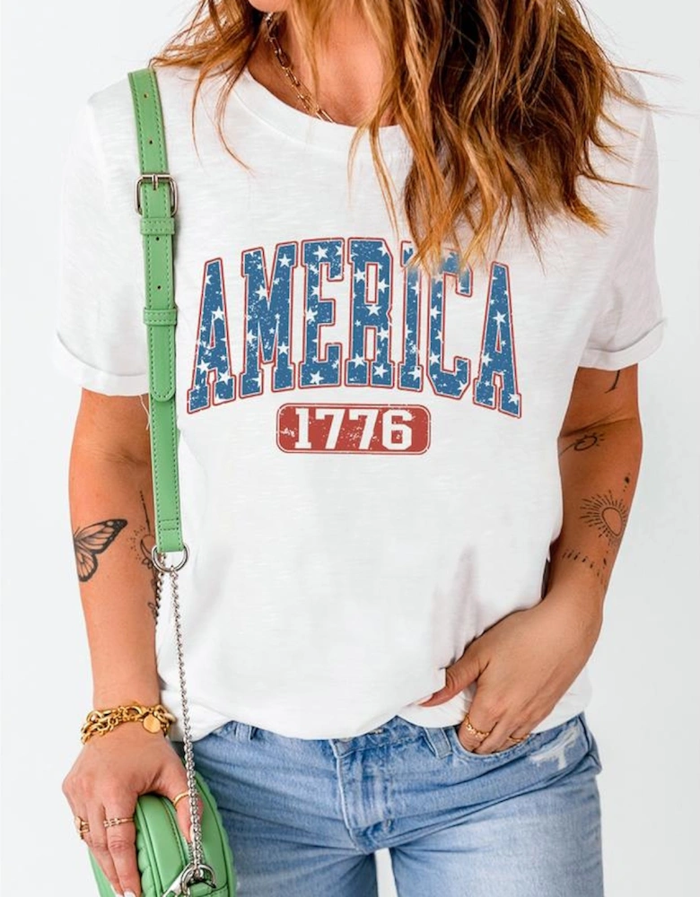 White Star AMERICA 1776 Print Independence Day Tee