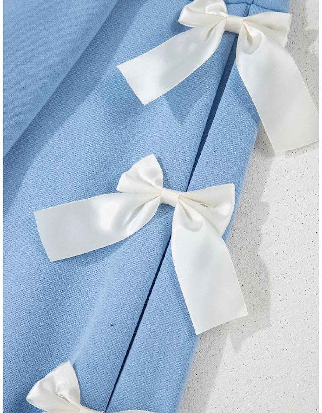 Myosotis Contrast Bow Decor Dropped Sleeve Crewneck Sweatshirt