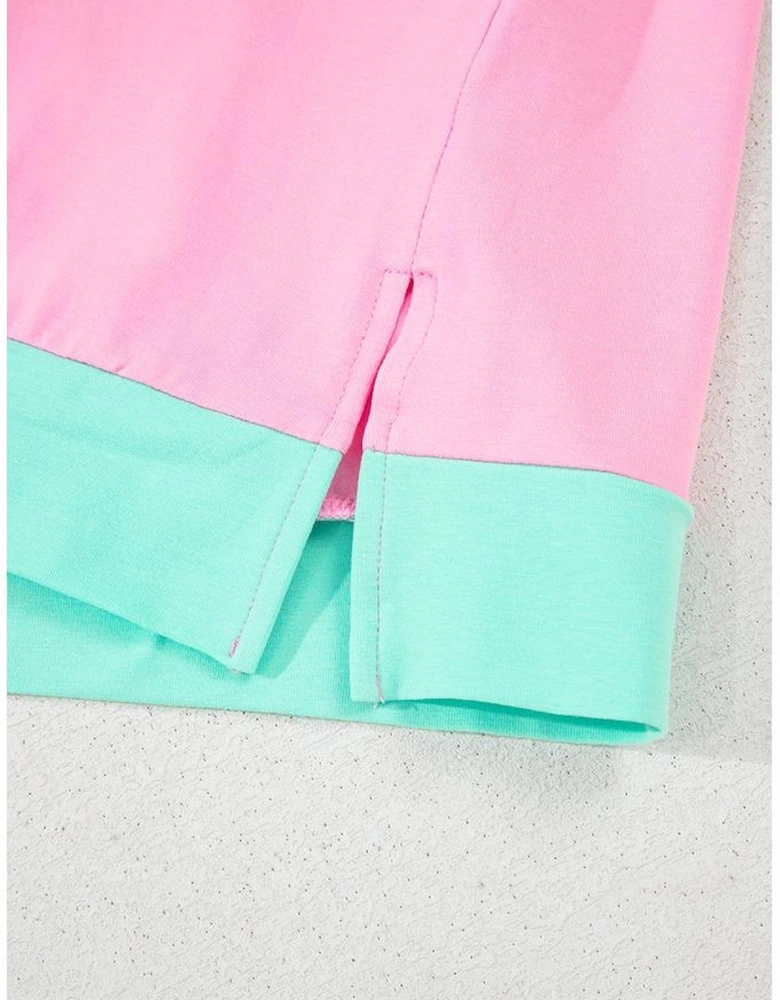 Mint Green Two Tone Half Buttons Collared T Shirt