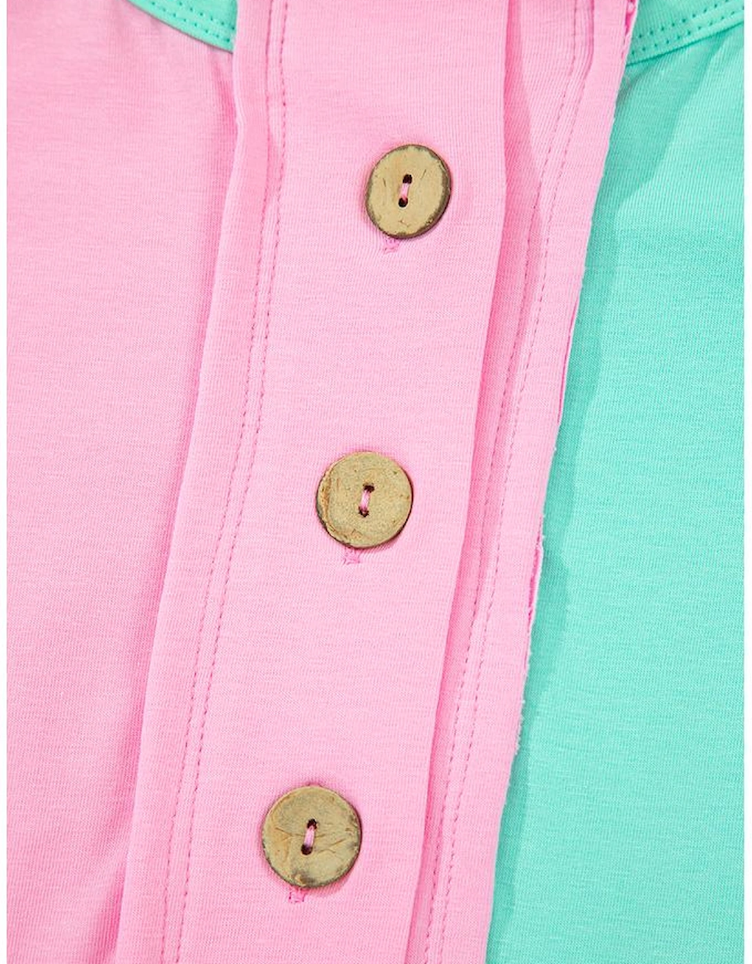 Mint Green Two Tone Half Buttons Collared T Shirt