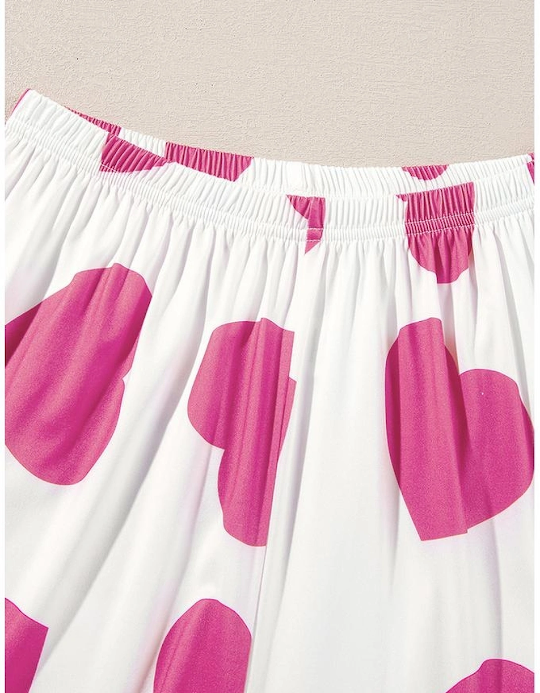 Pink Ruffled Tank Top And Heart Print Pants Lounge Set
