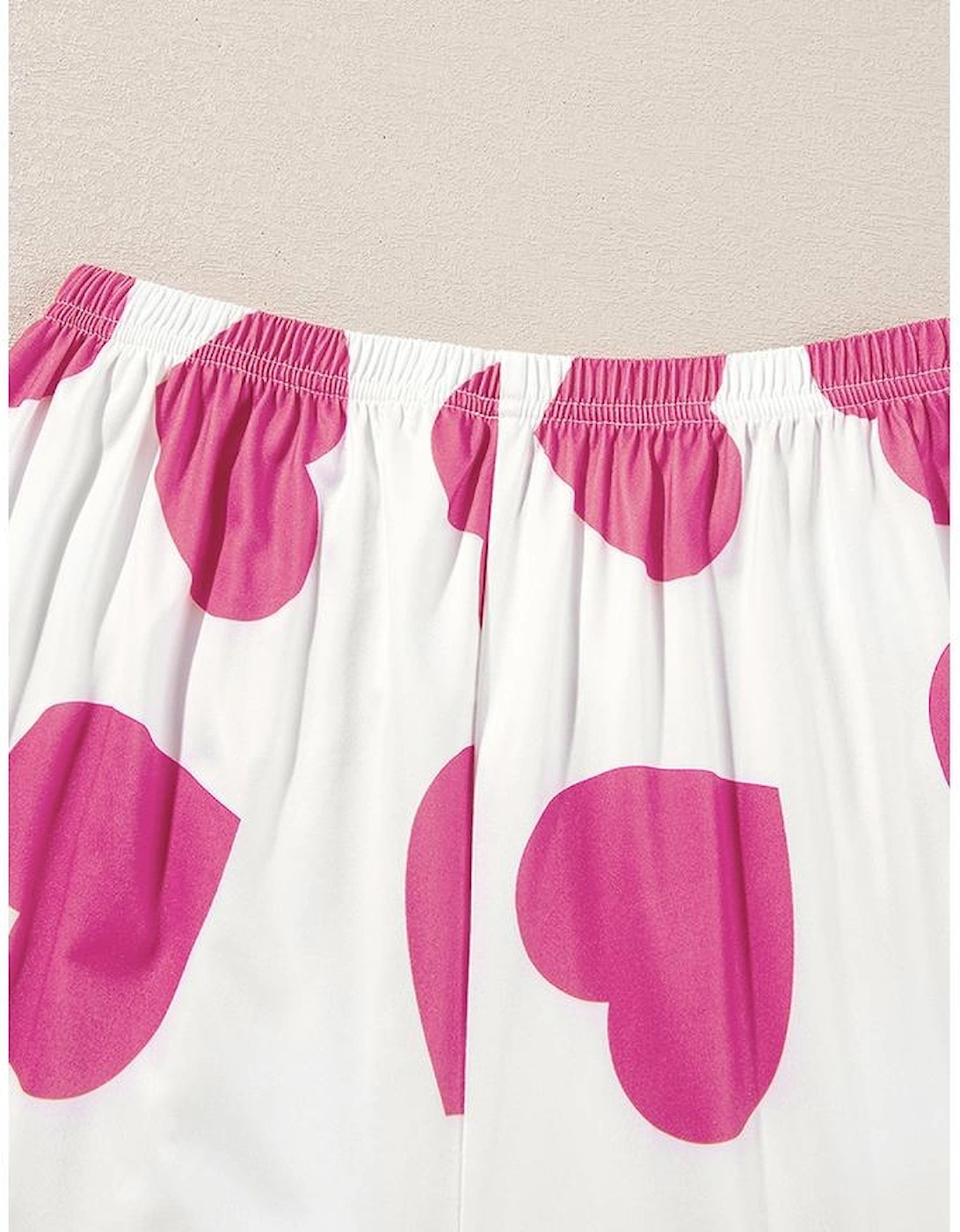 Pink Ruffled Tank Top And Heart Print Pants Lounge Set