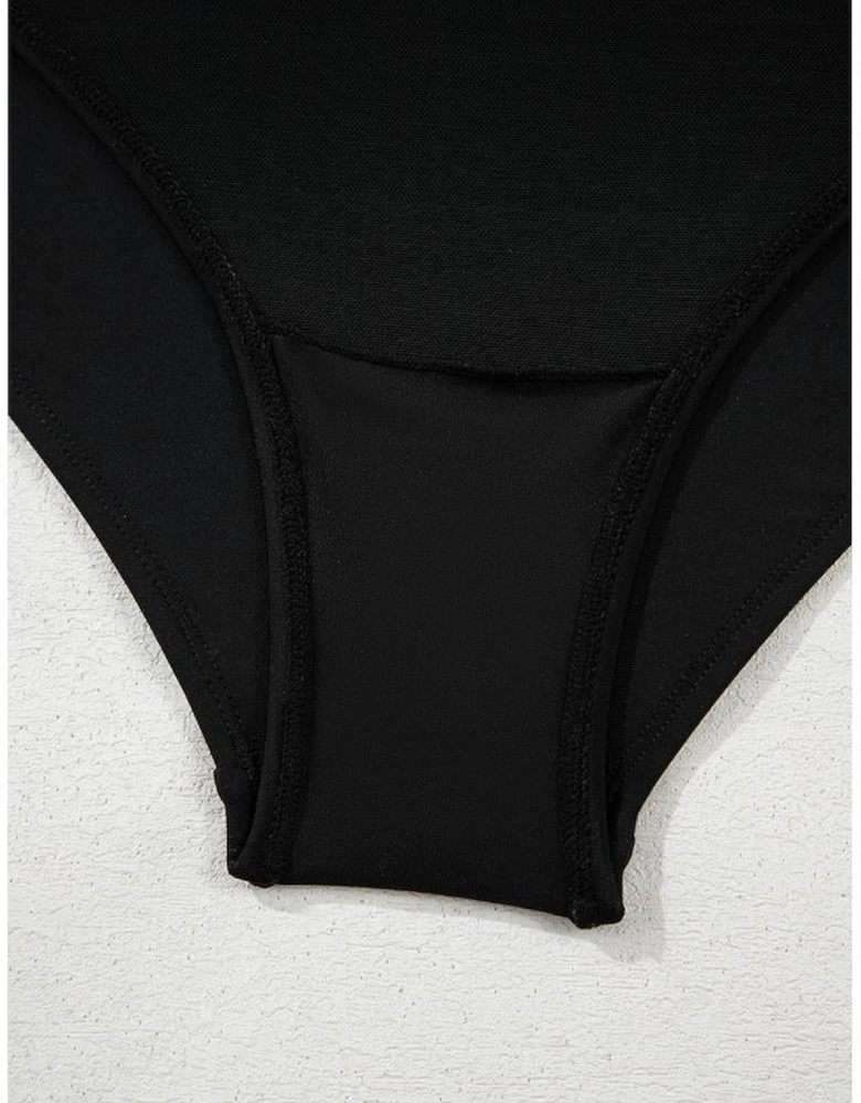 Black Sleeveless Strappy Halter Neck Sexy One Piece Swimsuit