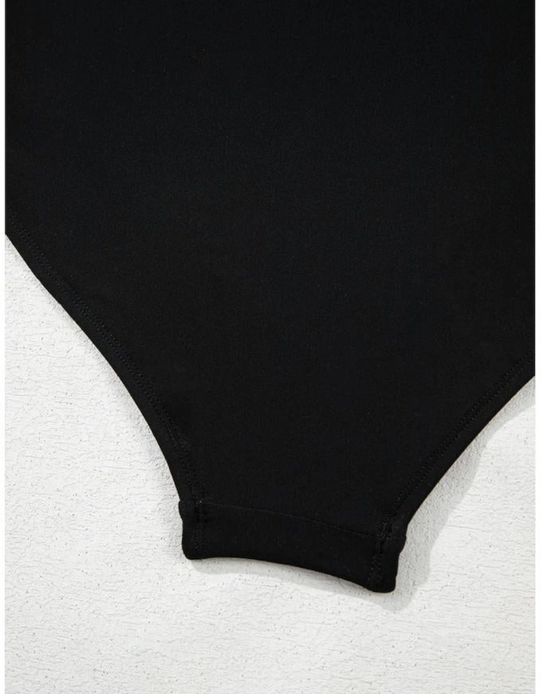 Black Sleeveless Strappy Halter Neck Sexy One Piece Swimsuit