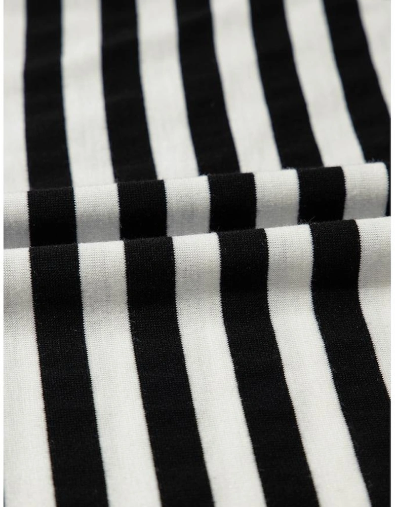 Black Stripe Batwing Sleeve Crewneck Oversized Top