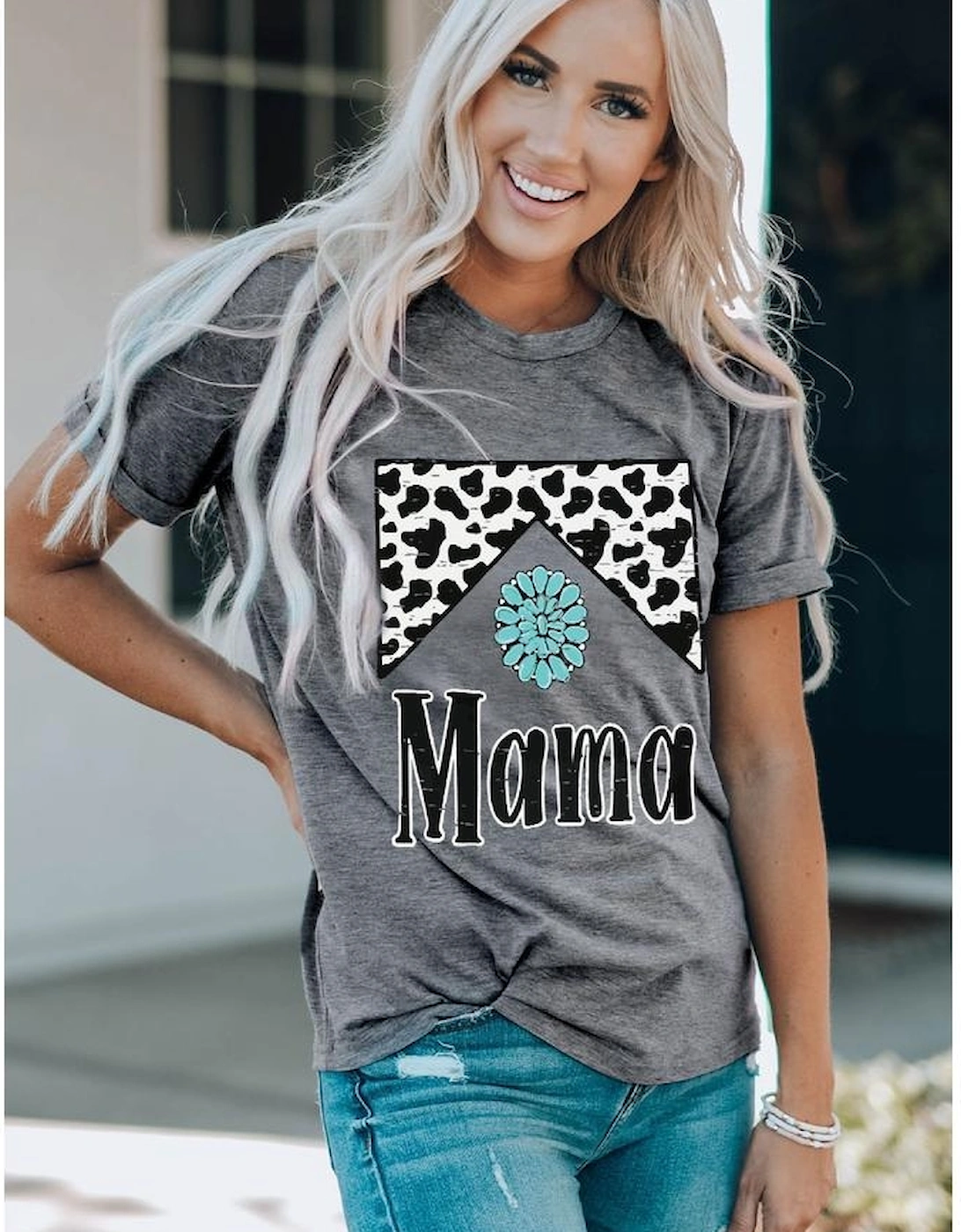 Gray Mama Cowhide Graphic Tee