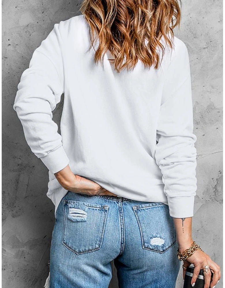 White MERRY and BRIGHT Leopard Print Pullover Sweatshirt