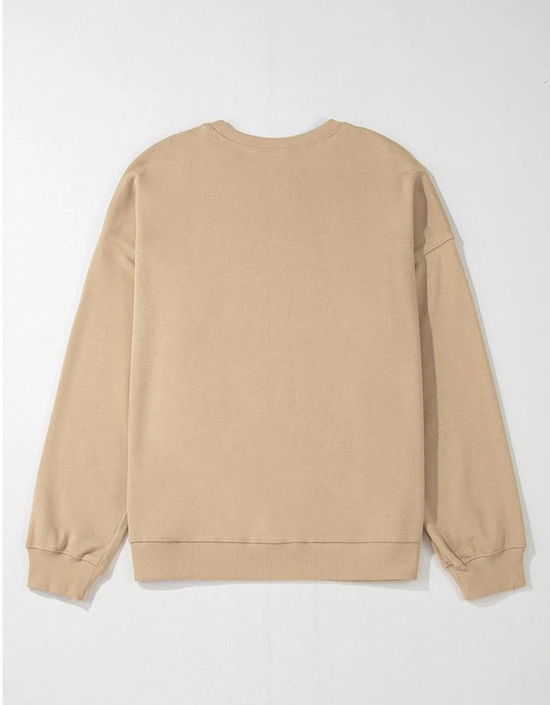 Apricot Solid Crew Neck Drop Shoulder Plus Size Sweatshirt