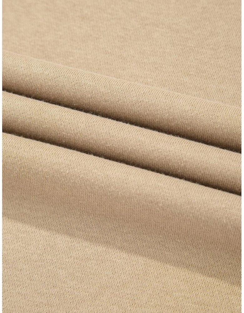 Apricot Solid Crew Neck Drop Shoulder Plus Size Sweatshirt