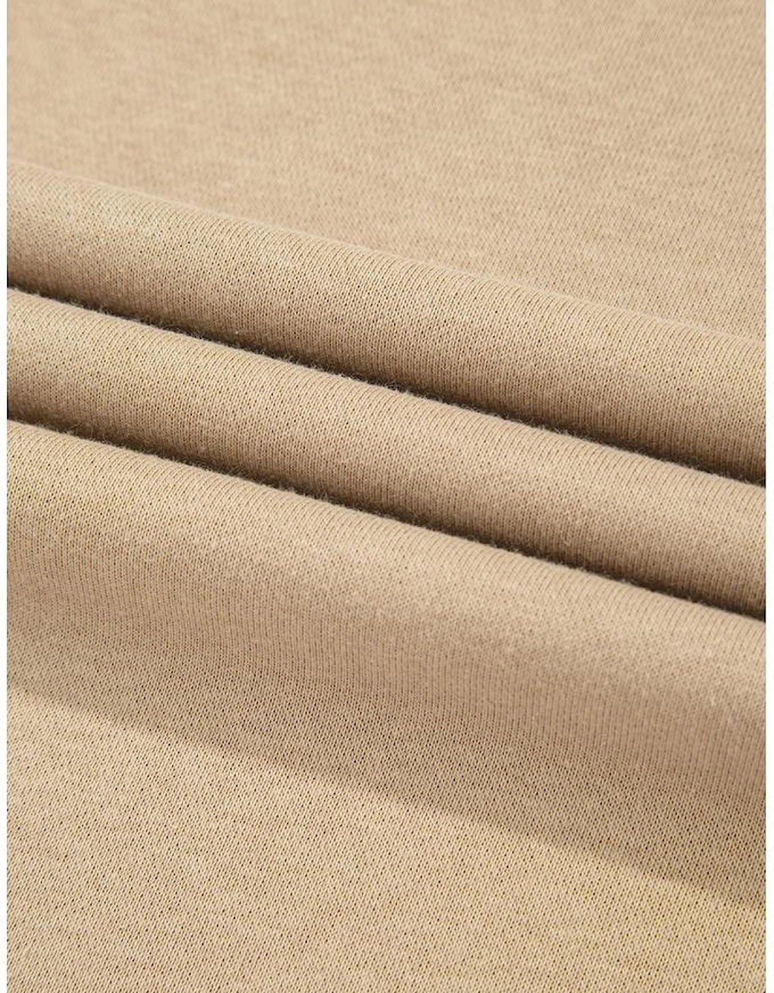 Apricot Solid Crew Neck Drop Shoulder Plus Size Sweatshirt