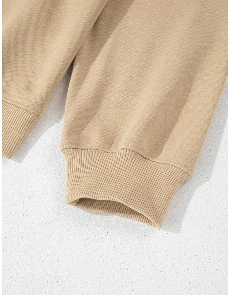 Apricot Solid Crew Neck Drop Shoulder Plus Size Sweatshirt