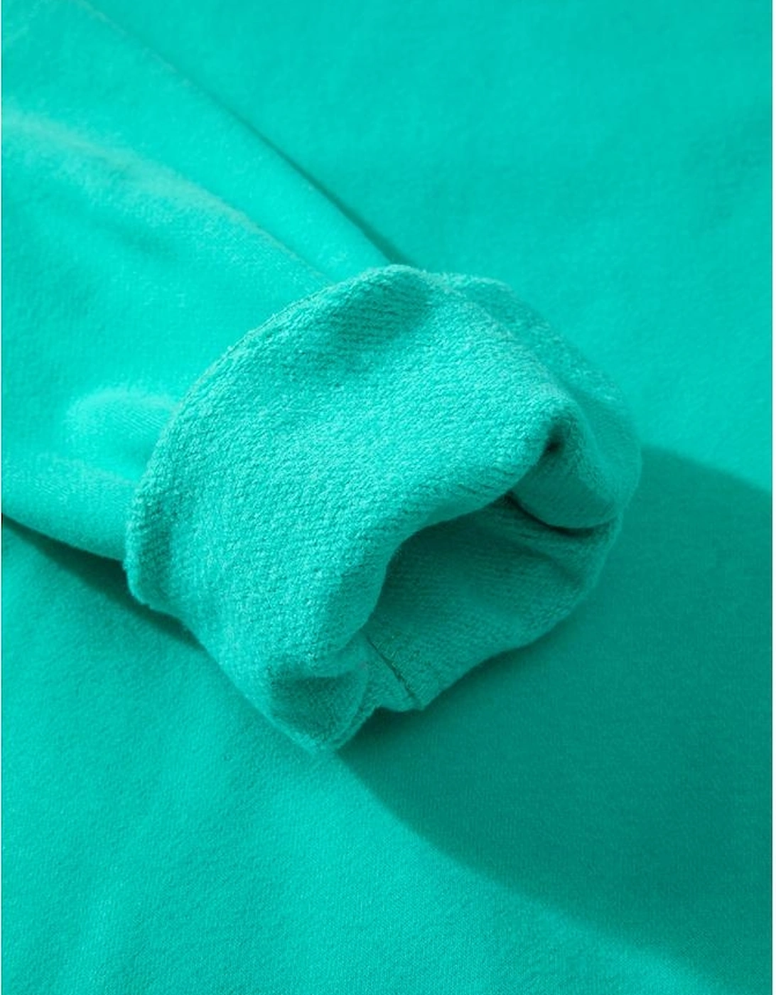 Aruba Blue Solid Fleece Lined Drop Shoulder Terry Sweatshirt, 16 of 15